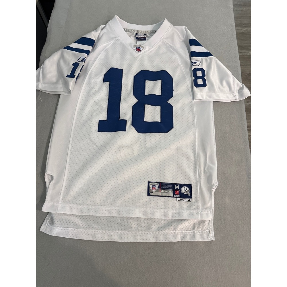 Kids Reebok Peyton Manning Indianapolis Colts Jersey White Blue 18 Size M 10-12